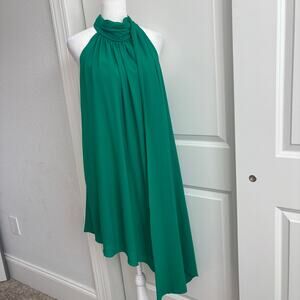 Badgley Mischka Women's Cara Emerald Halter Asymmetrical Dress Sz 6 Kelly Green